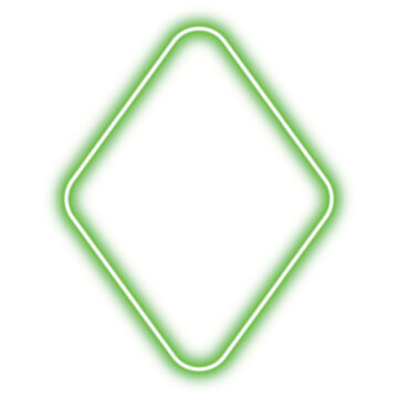 Vibrant Green Neon Diamond Shape Glowing on White Background Modern Design Element Perfect for Creative Projects and Digital Art Designs
