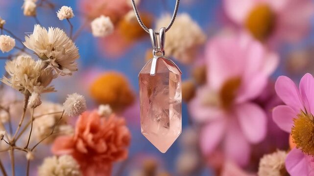 Beryl Morganite pendant with flowers