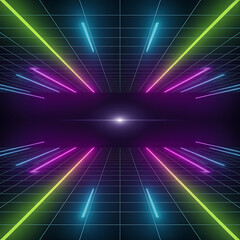 Dynamic Neon Grid Abstract Digital Future