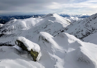 Slovakia - Chopok peak in resort Jasna, Low Tatras mountain at winter