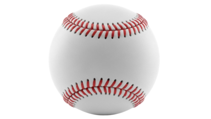 Realistic baseball ball isolated PNG on transparent background, sport equipment for baseball game and athletic competition