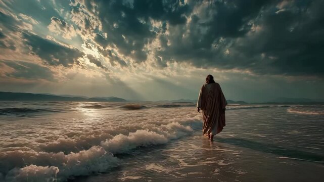 A biblical religious trope is Jesus walking on water.