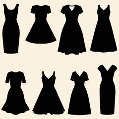 Elegant Party Dress Icons Set