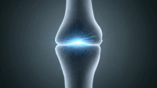 Sliding joint triggered by flare, bones shifting and pulsing blue glow showing contact in studio