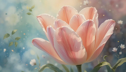 Tulip flower with ai generated, peach, elegant,