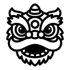 Traditional Chinese lion head symbol used in cultural festivals, Lunar New Year, and ceremonial performances. Represents fortune, happiness, and protection