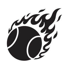 Burning tennis ball illustration on white background