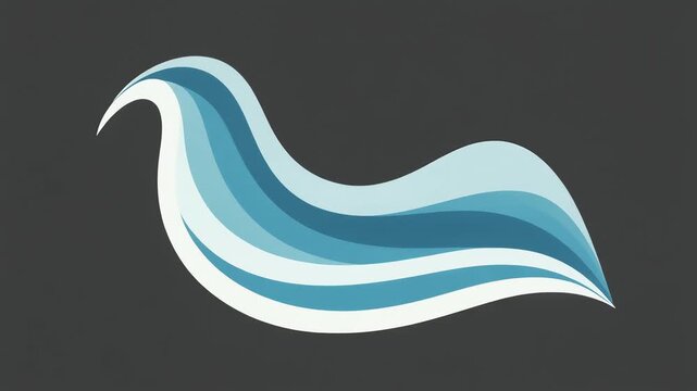 White vector bezier line transforming into smooth blue flowing wave, minimal motion graphic design animation.