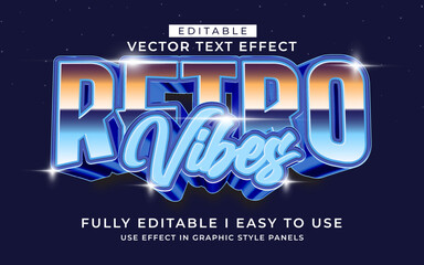 3d editable retro vibes text effect typography style template