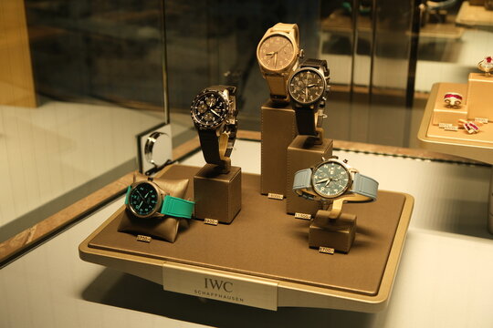 Lugano,Switzerland-Sep.30th 2025: IWC Schaffhausen brand watches sell in store