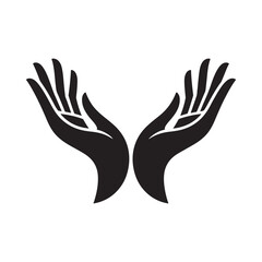 Open Hands Up Vector Silhouette Illustration