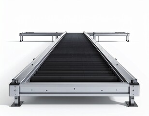 Front-Facing Industrial Roller Conveyor System with Metal Frame and Extended Transport Path