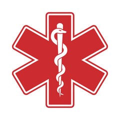 Red star of life medical symbol vector
