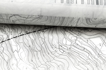 Very detailed Topographic maps on tracing paper rolled up into a tube
