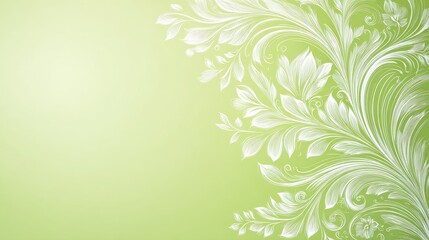 Elegant Botanical Pattern on Green Gradient Background with Subtle Lighting