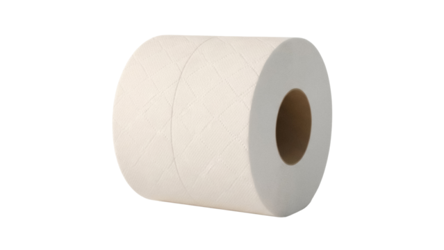 Soft and absorbent toilet paper roll isolated PNG, essential hygiene product for bathroom use and personal care on transparent background