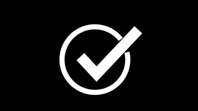 White Check Mark Inside a Circle on a Black Background checkmark tick