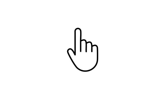 Black Outline Hand Cursor Icon on White Background pointer click