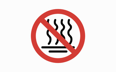Red prohibition sign illustrating the 'Do Not Heat' warning symbol, a critical regulatory graphic icon emphasizing temperature restriction and hot item safety, essential for secure storage, industrial
