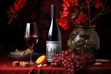 Obraz premium Chinese New Year style of Wine wine glass drink.