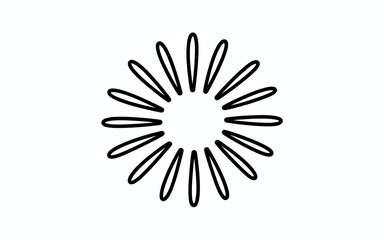 Obraz premium Minimalist abstract line art radiating burst symbol, a modern simple black flower icon or conceptual explosion graphic element representing focus, energy, and circular attention; ideal doodle illustra