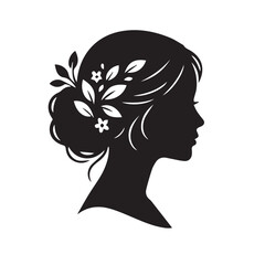 silhouette of a woman with flowers logo icon