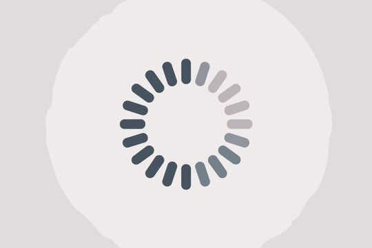 Modern minimalist gray circular loading spinner icon graphic element displaying continuous processing, data buffering, and waiting status for web design, software application development, and technica
