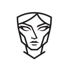 black and white portrait of a woman vector logo