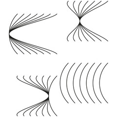 Abstract curved lines. Concentric fan shapes. Geometric graphic form. Vector dynamic illustration.