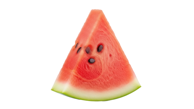 Fresh watermelon slice isolated PNG on transparent background, juicy summer fruit with black seeds for healthy eating and refreshment - Powered by Adobe