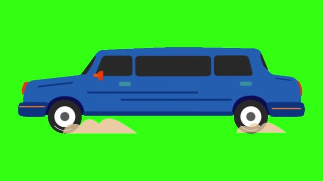 Blue limousine car animation