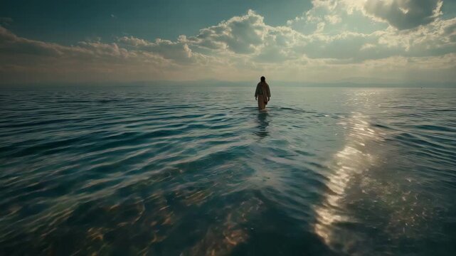 A biblical religious trope is Jesus walking on water.