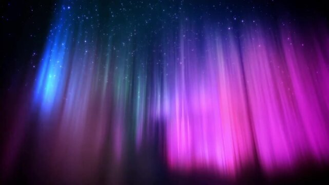 Vibrant abstract aurora borealis northern lights background with stars loop motion graphic