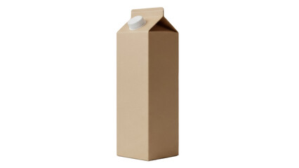 Blank brown carton box isolated PNG, milk or juice packaging mockup on transparent background, realistic container for branding and design