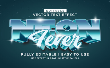 3d editable neon fever text effect typography style template