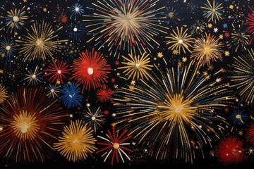 Obraz premium Firework fragment fireworks backgrounds outdoors.