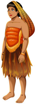 Papuan Woman with Traditional Noken Bag Illustration