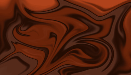 Warm, rich brown and dark orange marbled liquid art background. Chocolate and coffee-inspired fluid flow texture, luxurious and elegant,