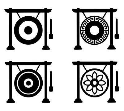Icon for Chinese New Year, 4 gong illustrations, black, transparent background