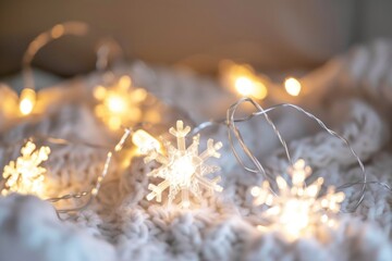 LED snowflake string lights christmas christmas lights illuminated.