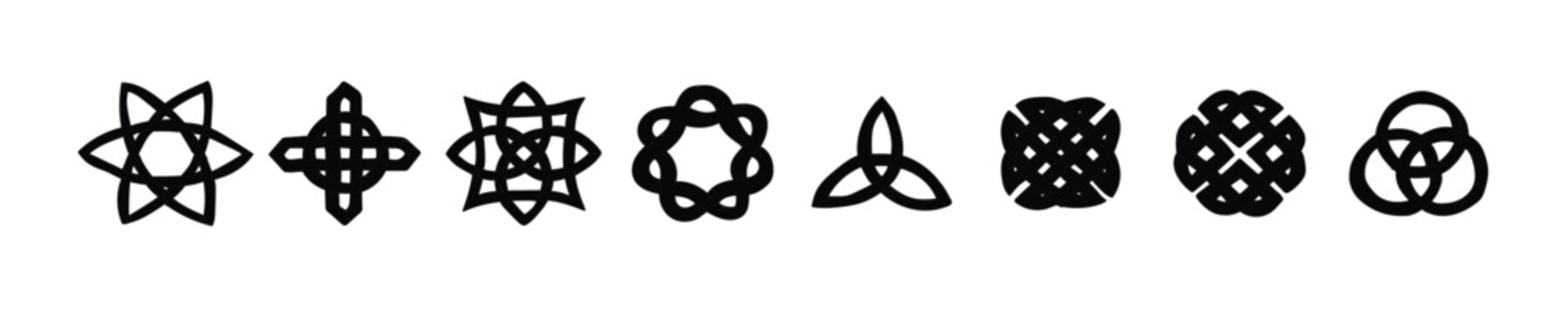 Celtic knots. Set of sacred vector patterns. Traditional celtic elements. Set of celtic symbols and signs. For tattoo, sandblasting, plotter and laser cutting, vector illustration.