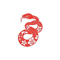 Obraz premium Chinese zodiac sign red snake illustration traditional chinese.