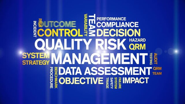 Quality Risk Management animated word cloud-text design animation tag kinetic typography seamless loop.