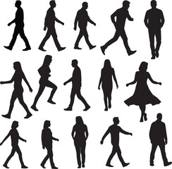 Diverse People Walking Silhouettes A Collection of Figures in Motion