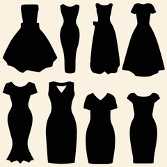 Elegant Evening Dress Icon Set
