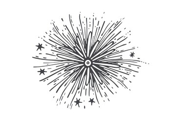 Fototapeta premium Fun hand drawn doodle illustration backgrounds fireworks drawing.