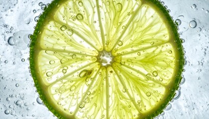 Effervescent lime slice sparkling citrus beauty