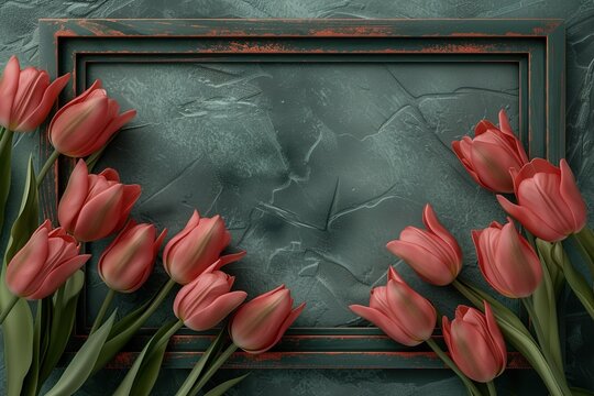 Elegant tulips frame a moody textured backdrop for your heartfelt message
