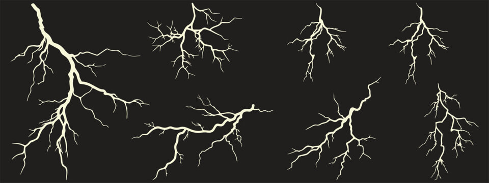 Lightning Bolt Vector Set &ndash; Electric Thunder Clipart, Flash Silhouette