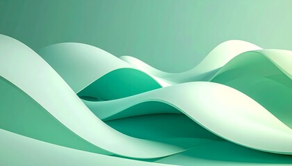 Abstract Green Wave Pattern on White Background for Modern Design